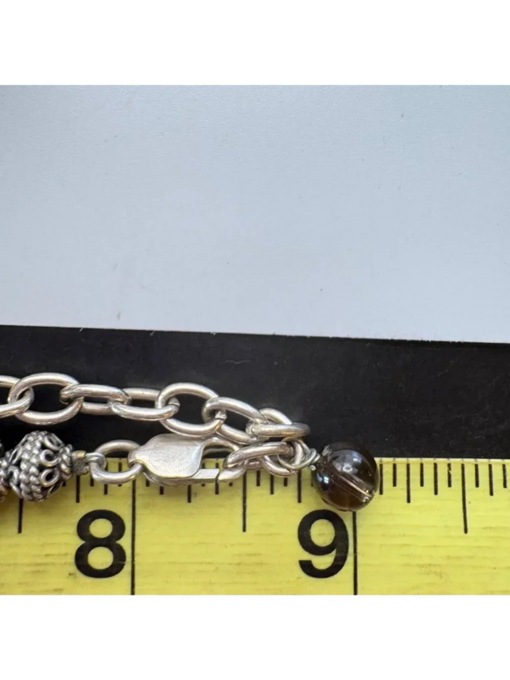 Smoky Quartz Beaded Sterling Silver 925 Necklace 16